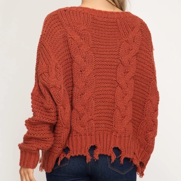 Cable Knit Sweater Oversized Rust - Picture 2 of 2
